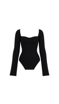 Ribbed Sweetheart-Neck Long-Sleeve Top