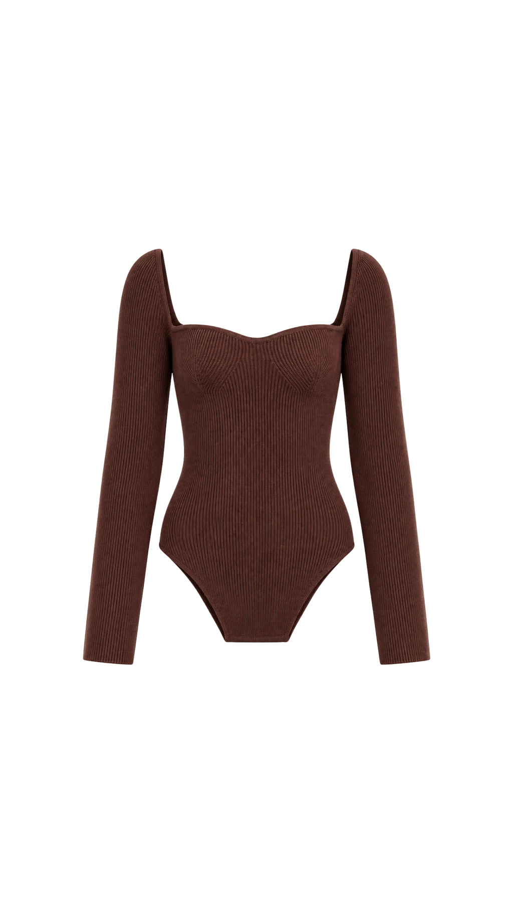 Ribbed Sweetheart-Neck Long-Sleeve Top