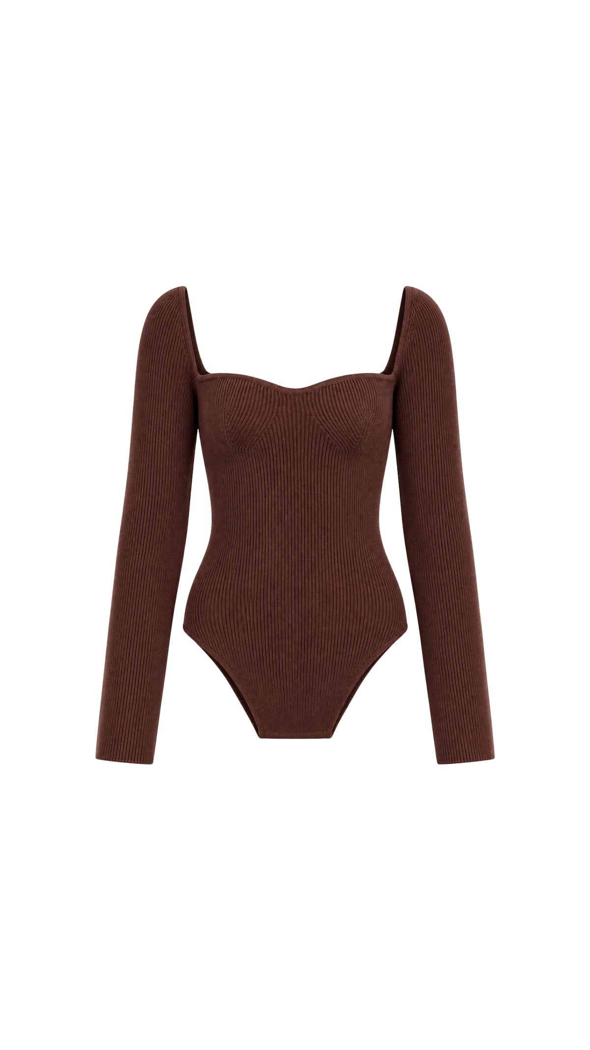 Ribbed Sweetheart-Neck Long-Sleeve Top