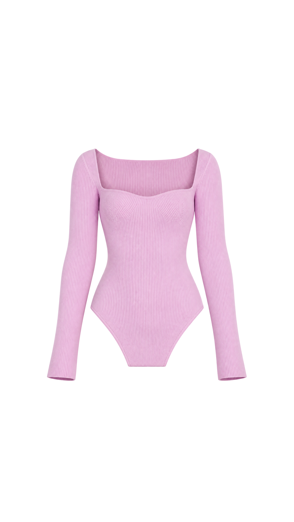 Ribbed Sweetheart-Neck Long-Sleeve Top