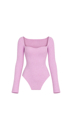 Ribbed Sweetheart-Neck Long-Sleeve Top