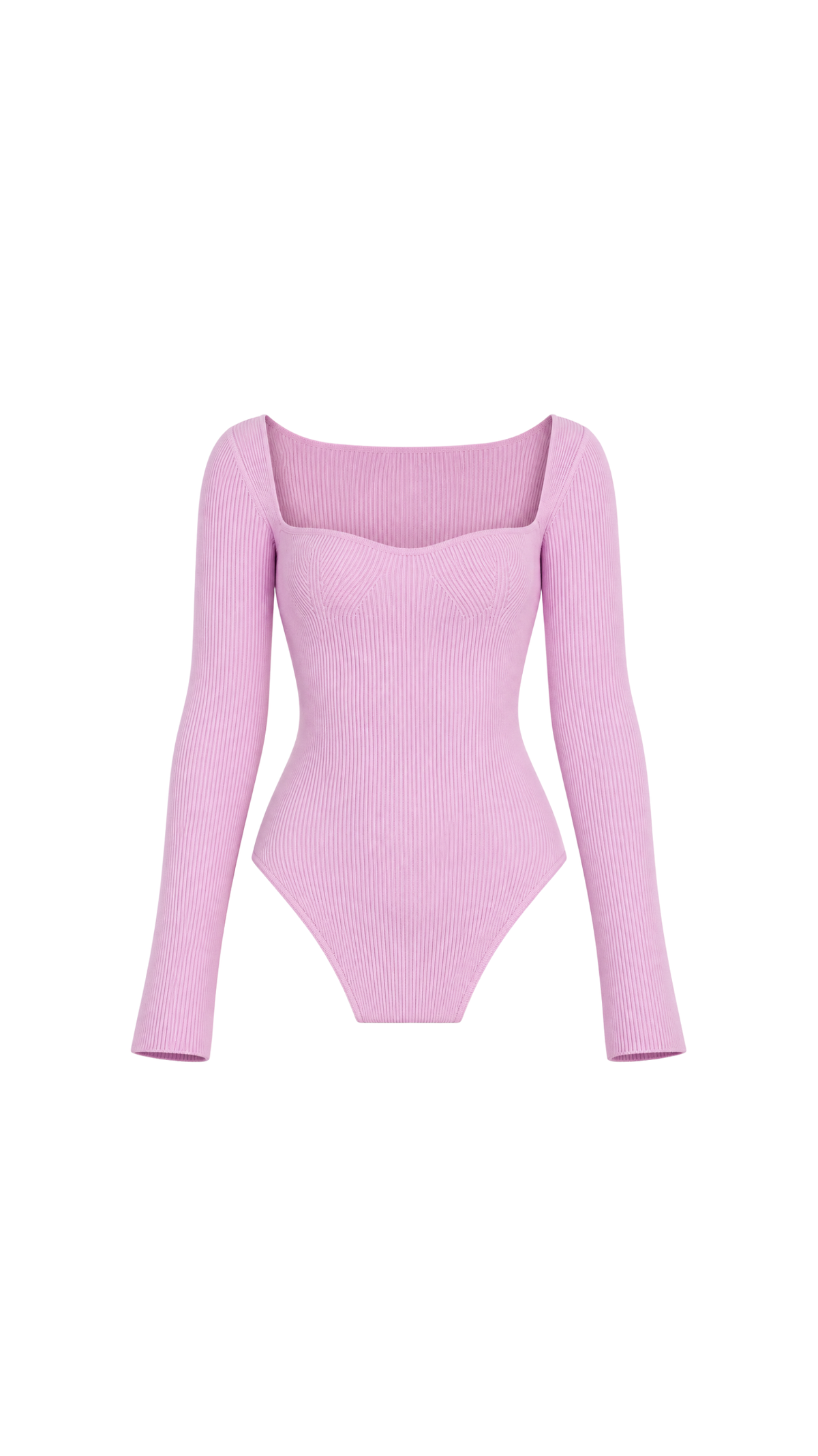 Ribbed Sweetheart-Neck Long-Sleeve Top