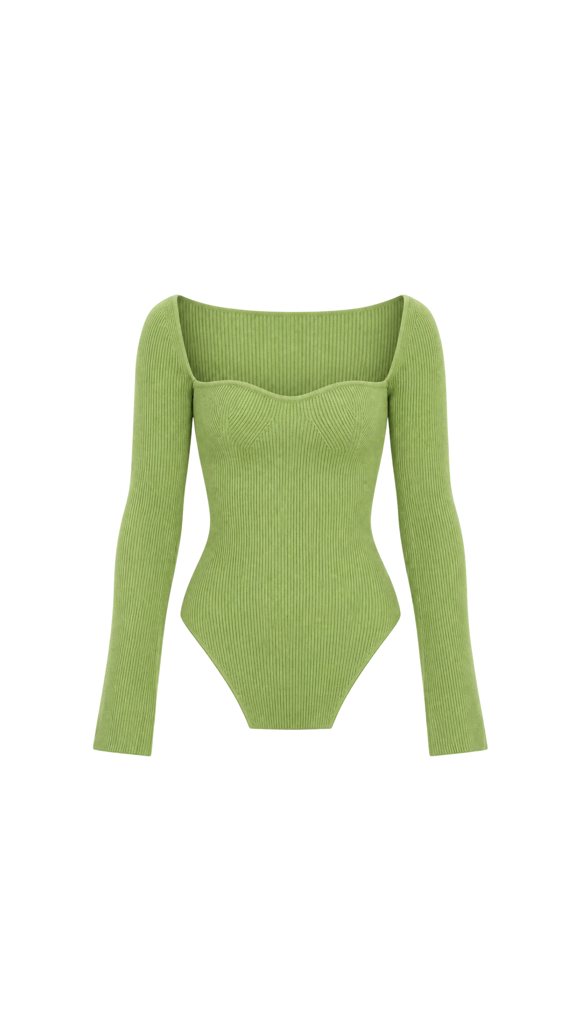Ribbed Sweetheart-Neck Long-Sleeve Top