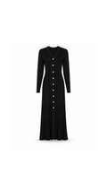 Knit Ribbet Gold-Button Maxi Dress