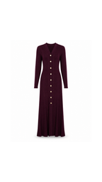 Knit Ribbet Gold-Button Maxi Dress