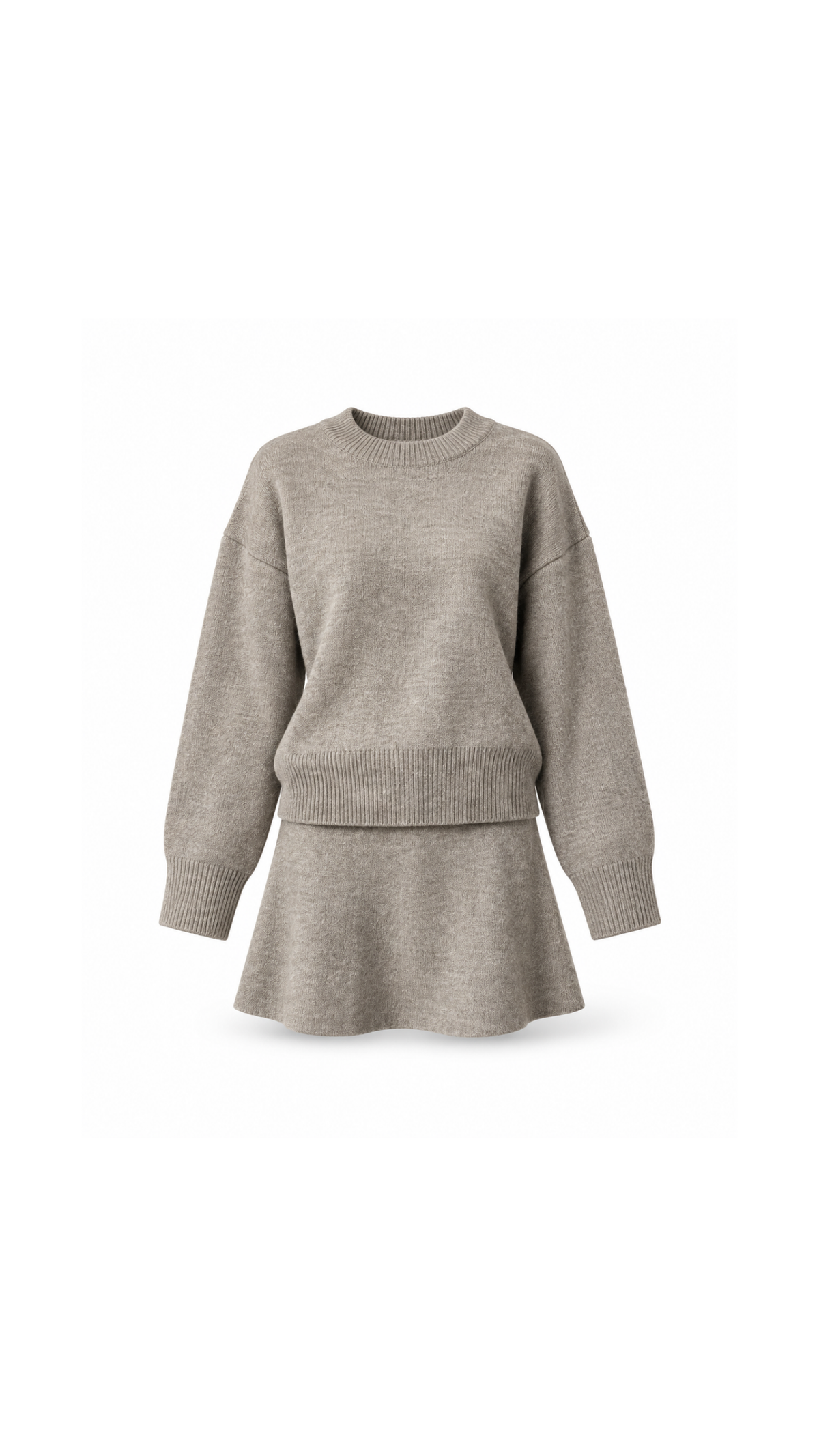 Knitted Sweater and Flared Mini Skirt Set