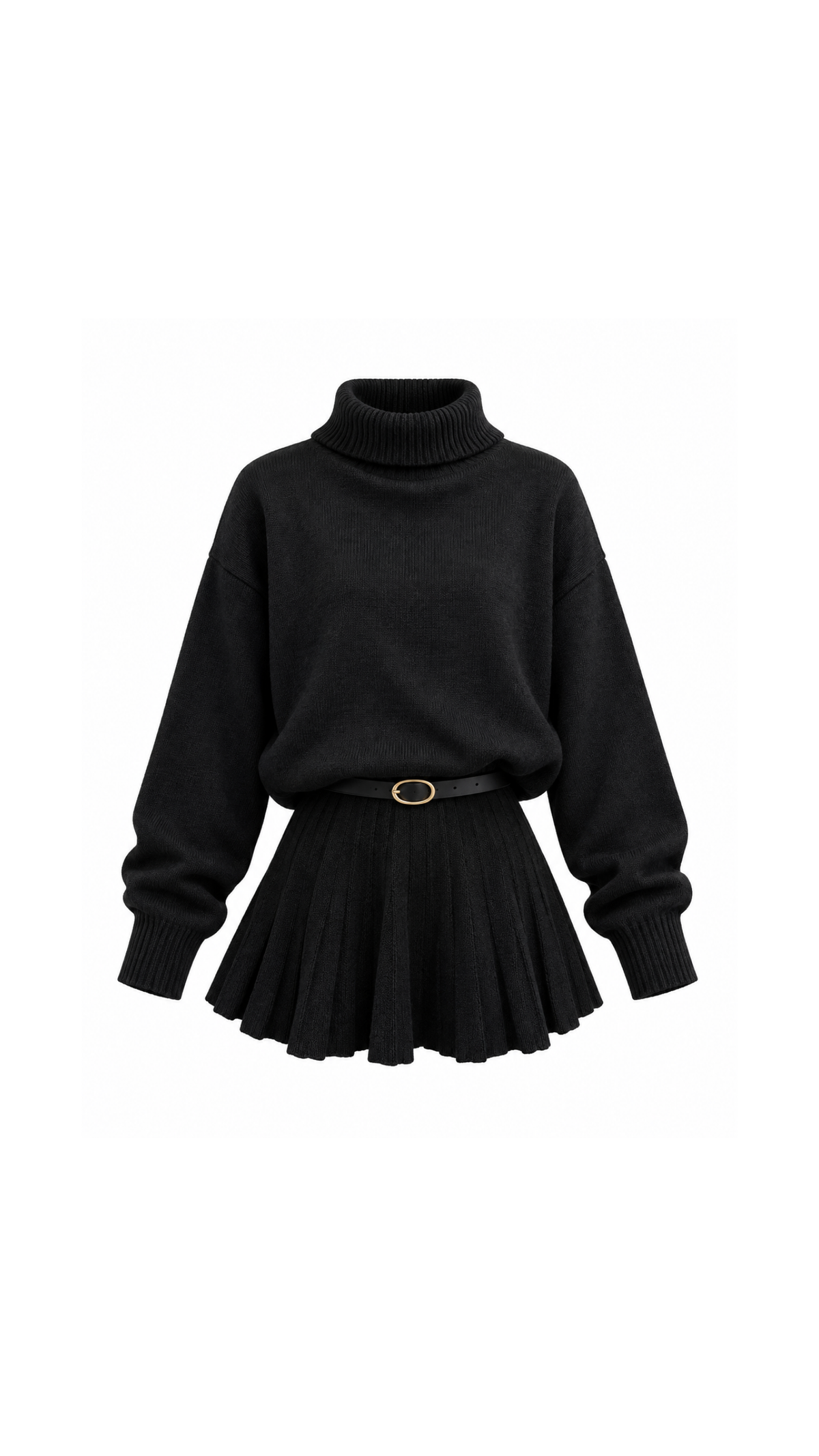 Knitted Sweater and Flared Mini Skirt Set
