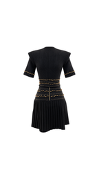 Embellished Knit Top & Pleated Midi Skirt Set
