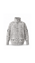 Paisley-Print Oversized Zip-Up Knit Jacket