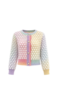 Pastel Colour-Block Textured Knit Jacket