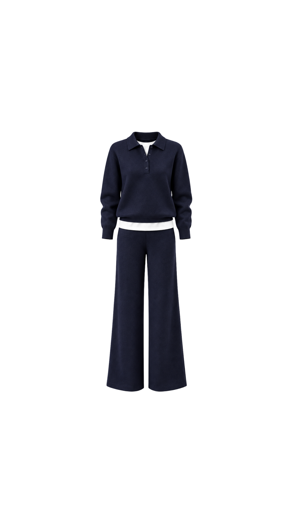 Henley Top and Wide-Leg Trousers Set