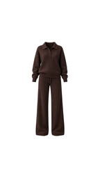 Henley Top and Wide-Leg Trousers Set