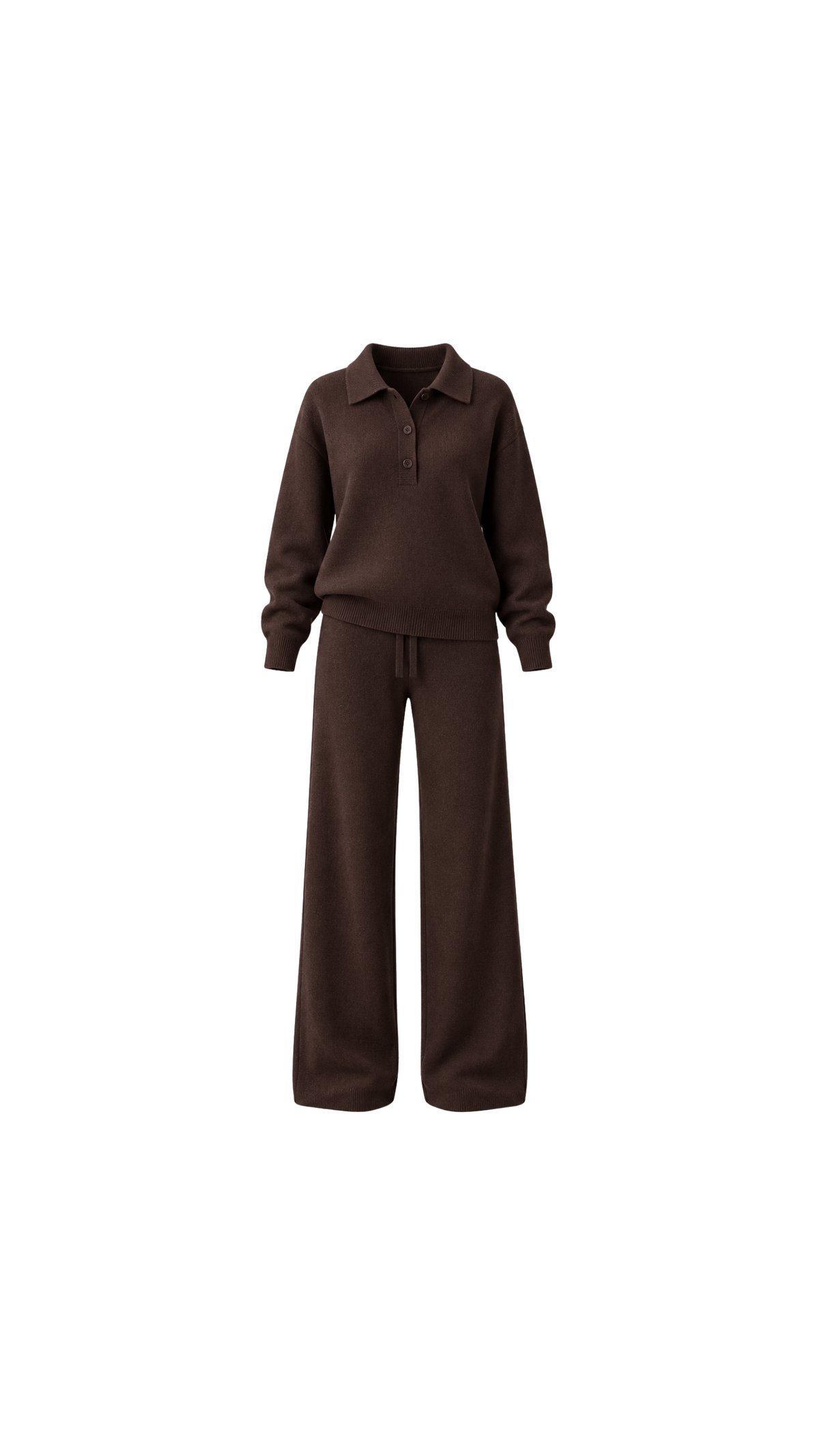 Henley Top and Wide-Leg Trousers Set