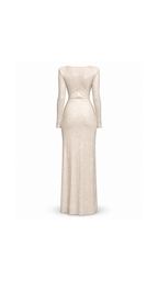 Crystal-Embellished Ruched Maxi Evening Dress