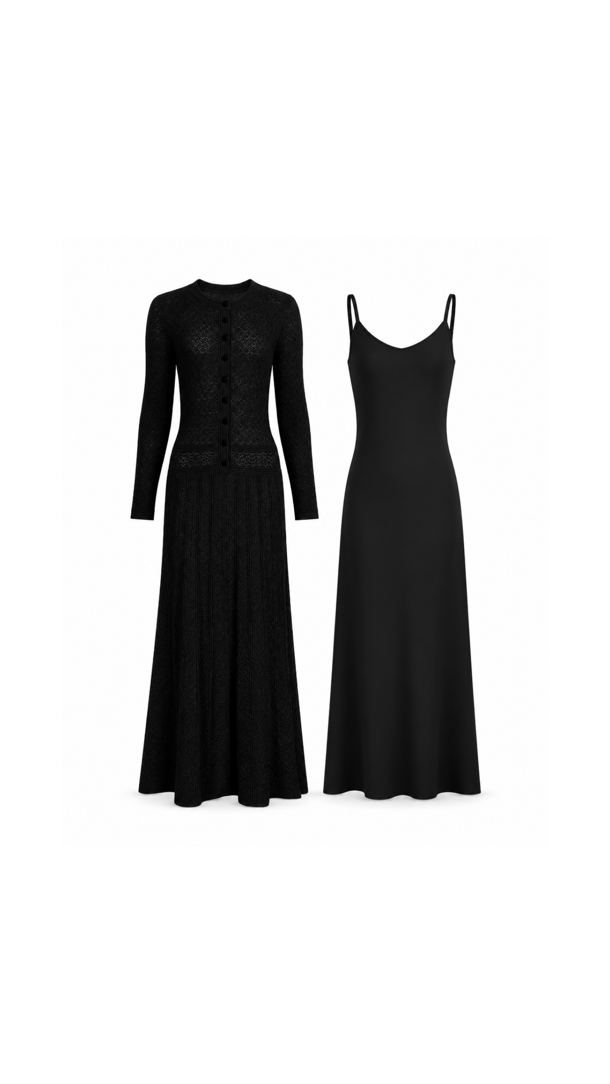 Knitted Long Cardigan and Maxi Dress Set