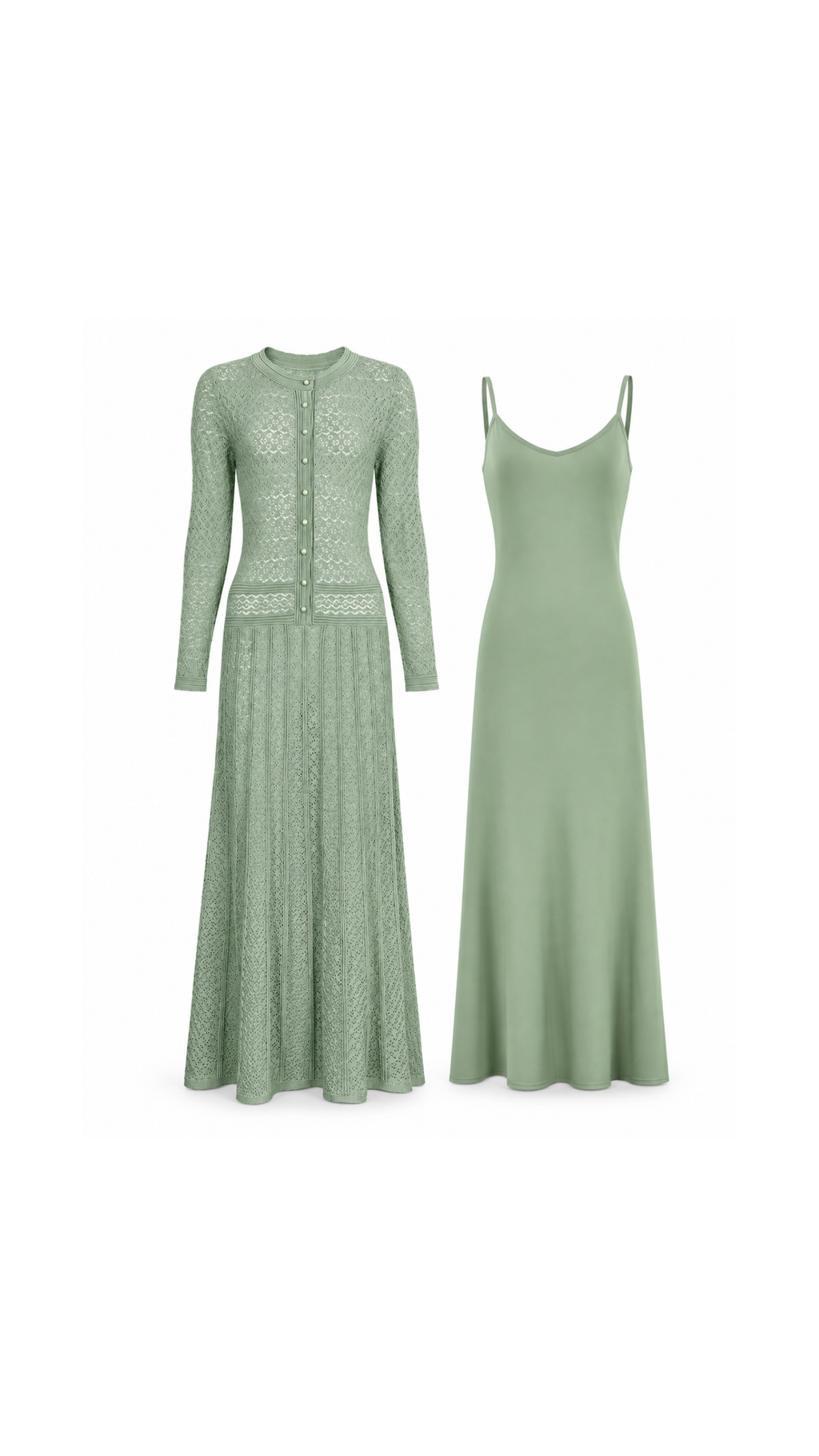 Knitted Long Cardigan and Maxi Dress Set