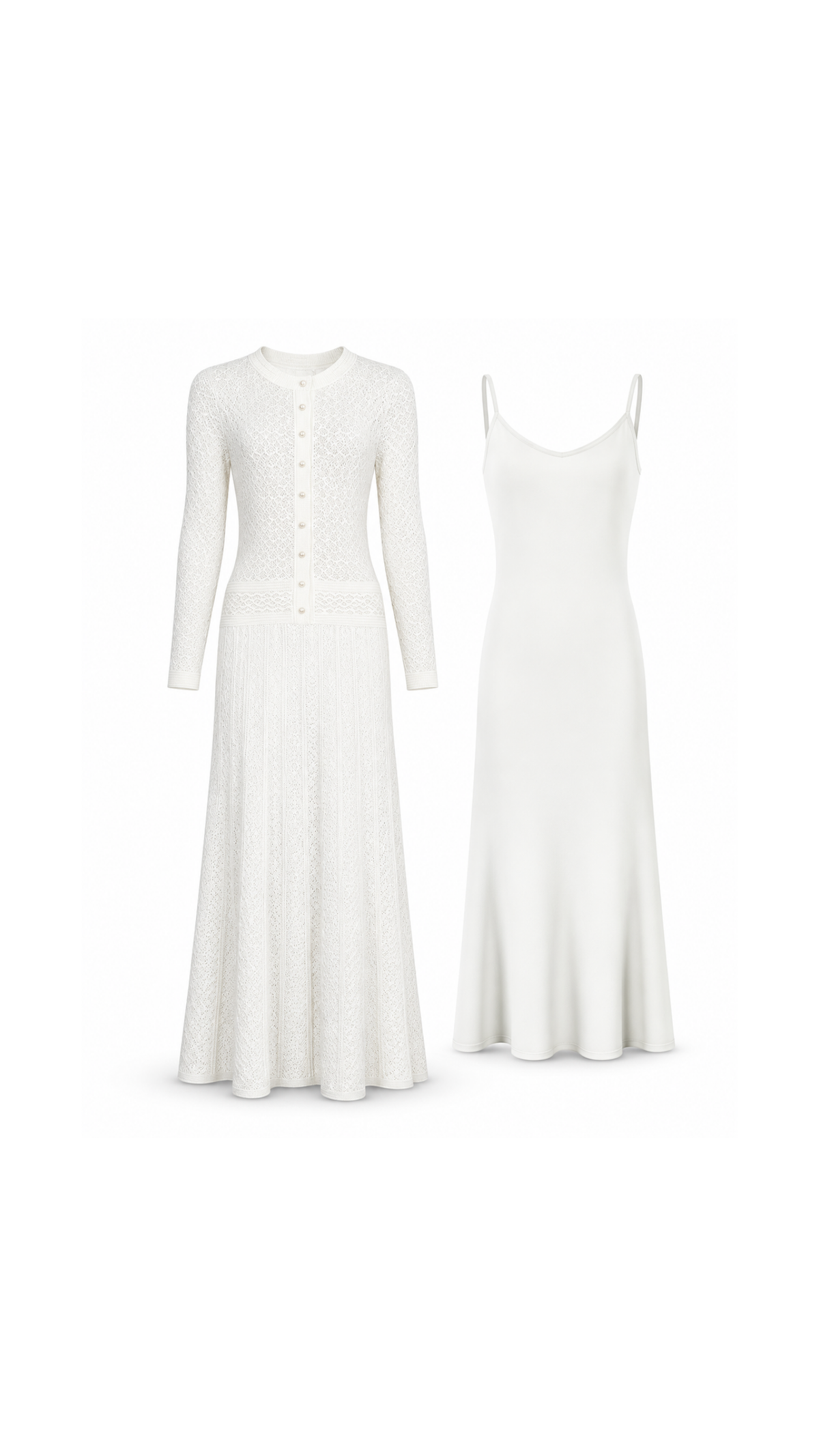 Knitted Long Cardigan and Maxi Dress Set