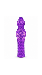 Crystal-Embellished High-Neck Mermaid Evening Dress