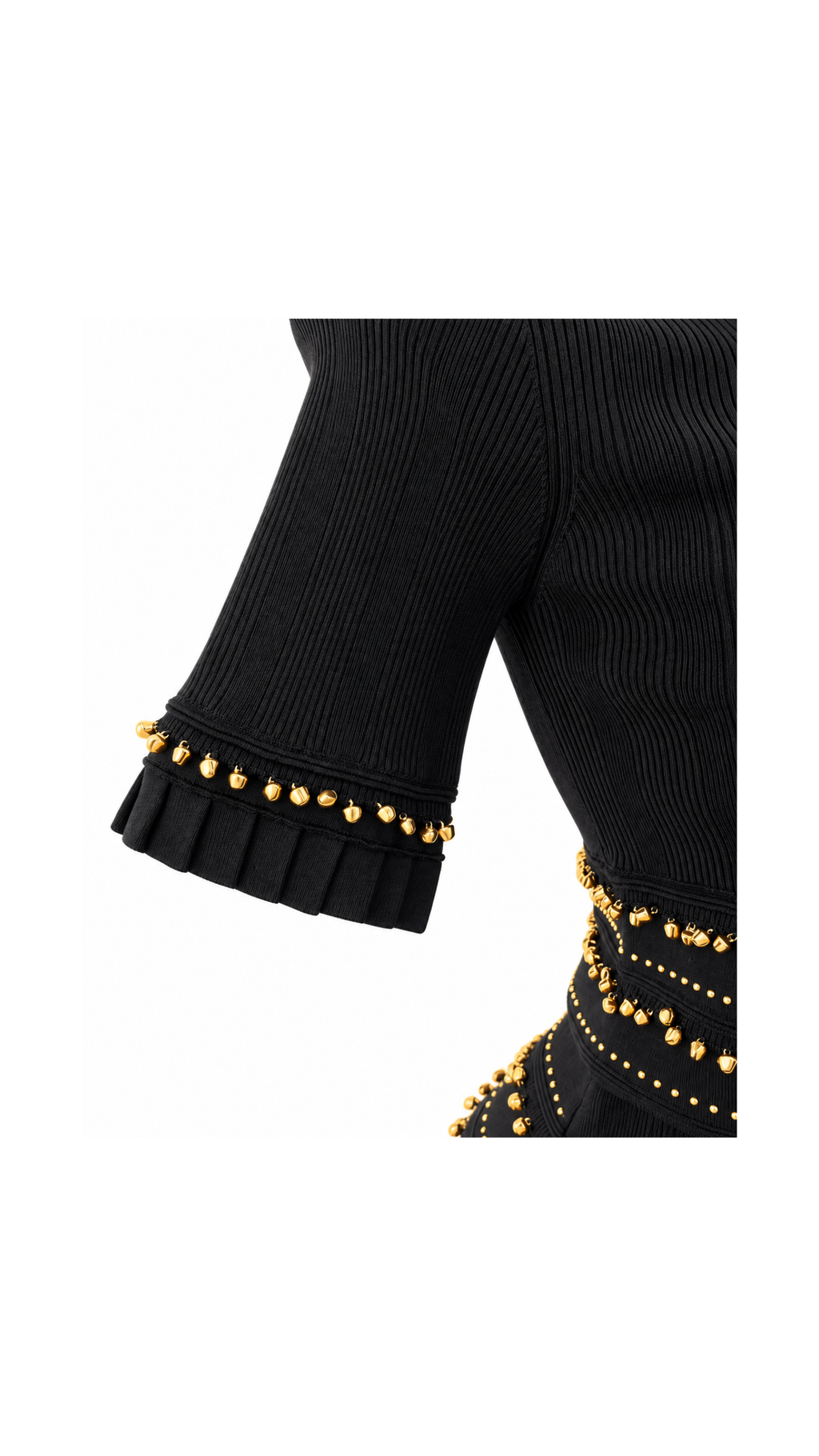 Embellished Knit Top & Pleated Midi Skirt Set