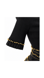 Embellished Knit Top & Pleated Midi Skirt Set