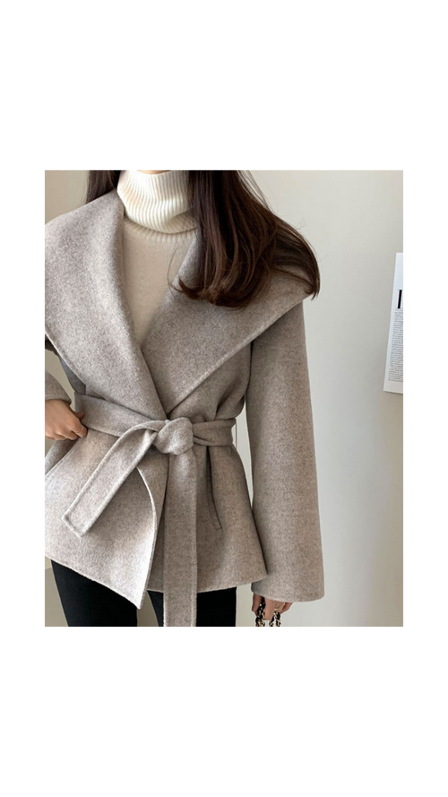 Belted Pleated Blazer Coat
