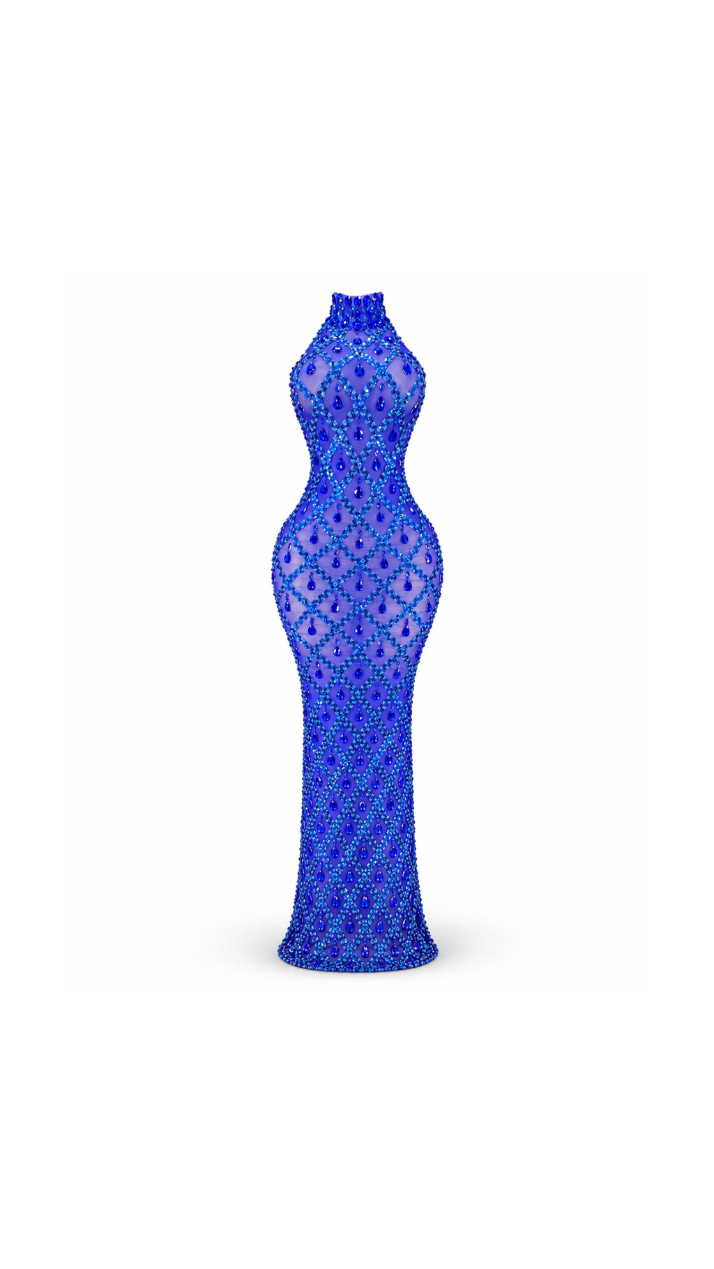 Crystal-Embellished High-Neck Mermaid Evening Dress