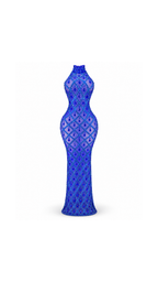 Crystal-Embellished High-Neck Mermaid Evening Dress