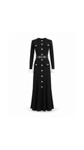 Belted Button-Front Pleated Maxi Dress