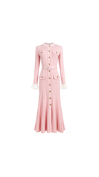 Belted Button-Front Pleated Maxi Dress