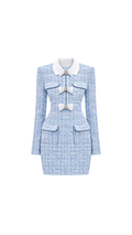 Bow-Embellished Tweed Mini Dress
