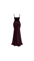 Velvet Corset Draped Maxi Dress