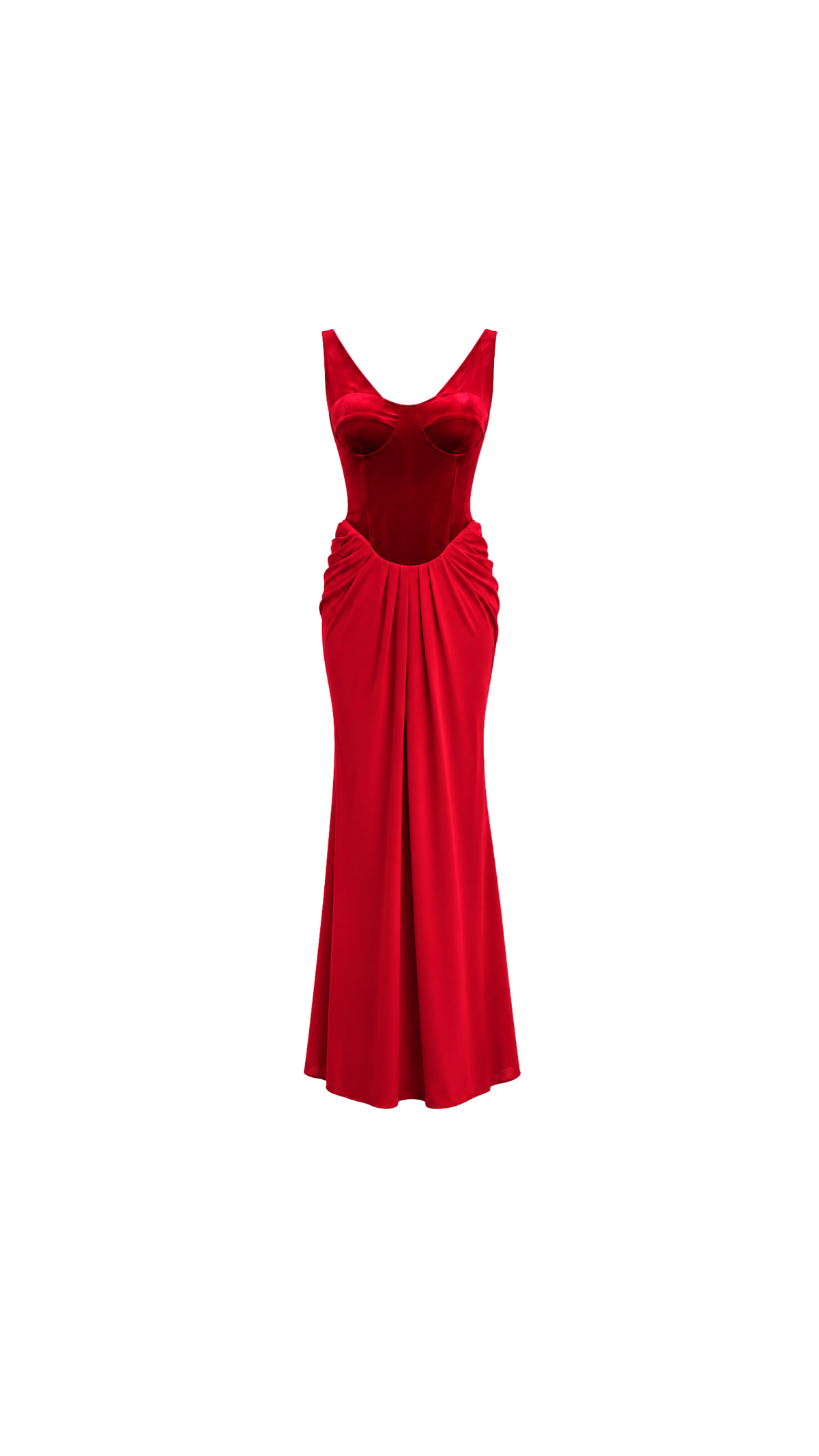 Velvet Corset Draped Maxi Dress