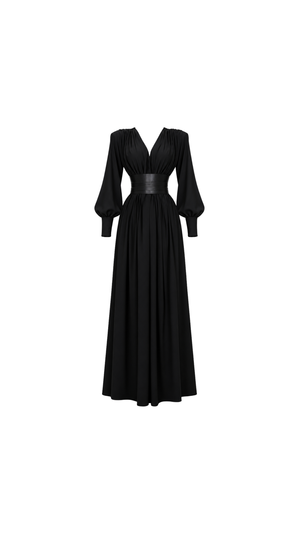 Satin V-Neck Corset-Waist Maxi Dress