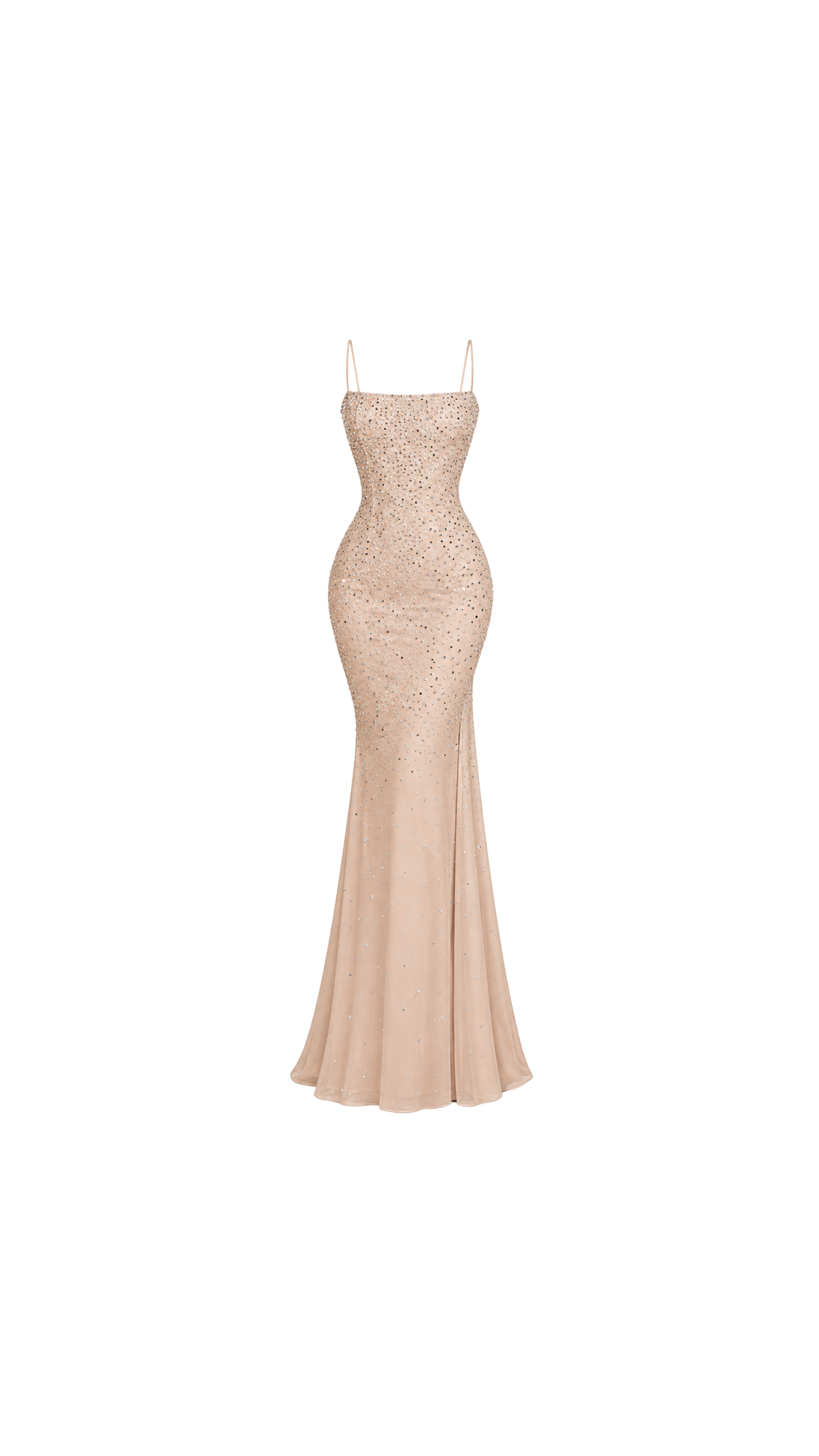 Crystal-Embellished Mermaid Evening Dress