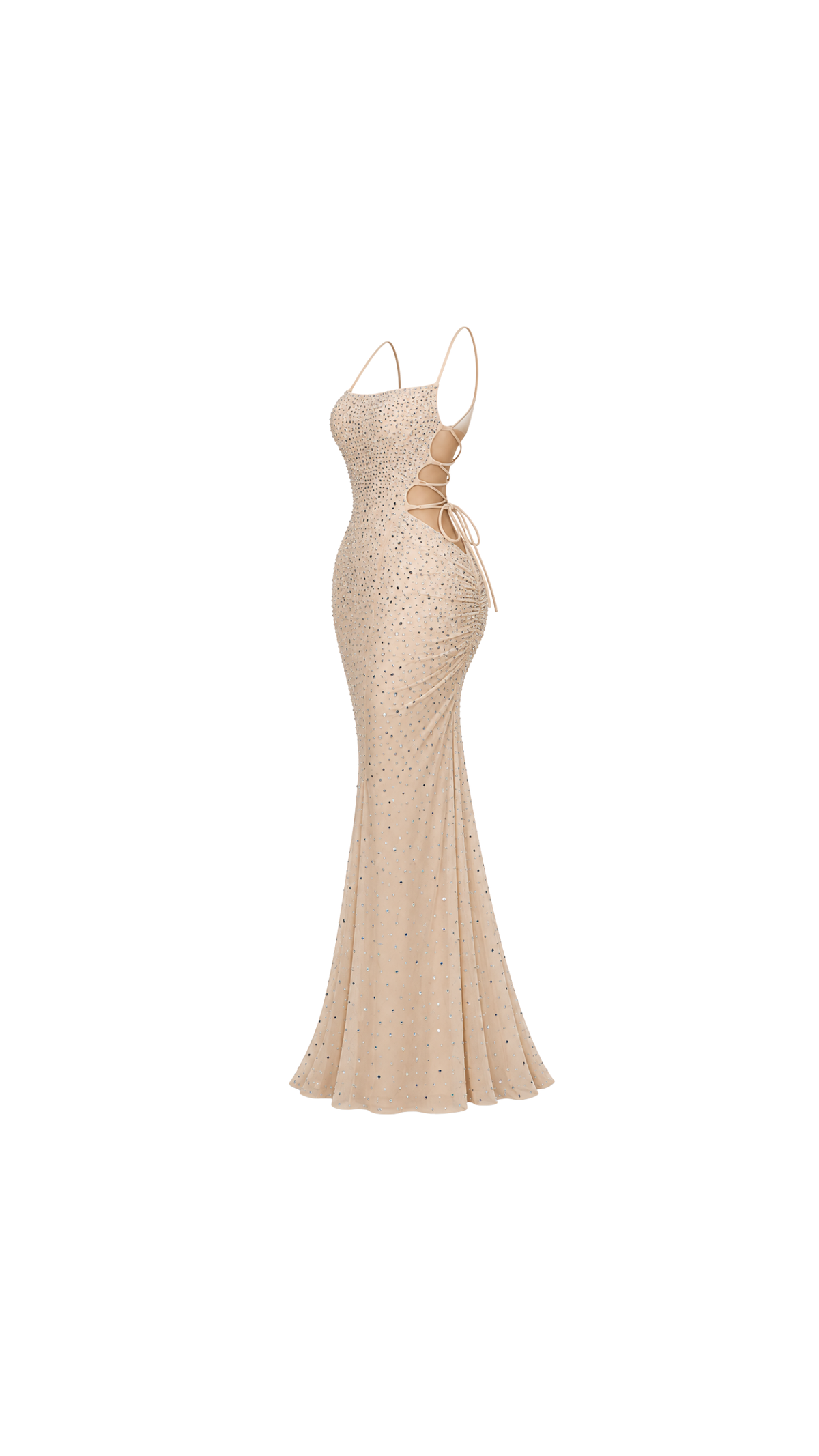 Crystal-Embellished Mermaid Evening Dress