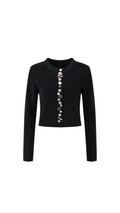 Mixed-Button Embellished Knit Top